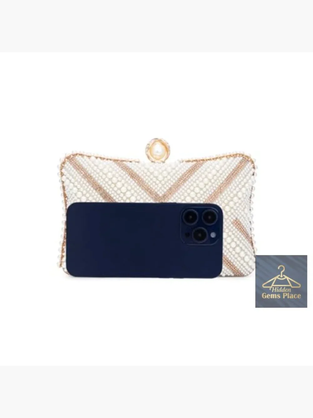Pearl Clutch Purse Women's Evening Handbag with Chain for Wedding